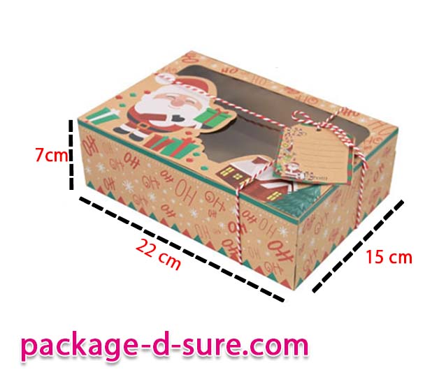 กล่องคราฟสี่เหลี่ยมผืนผ้า เปิดบน 22x15x7 ลายแซนต้า