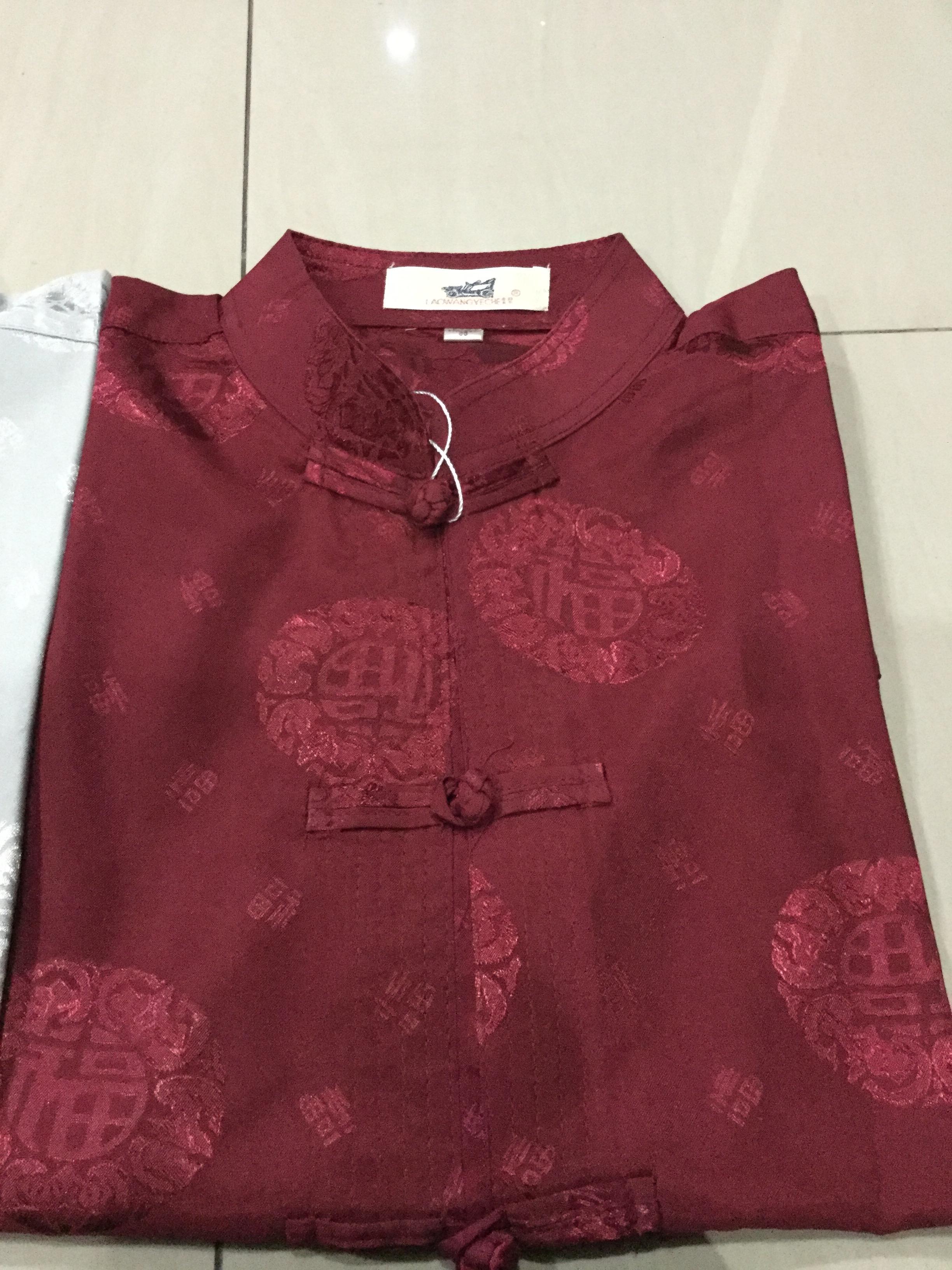 เสื้อจีนชาย ผ้าไหมสีแดง F55 สินค้าพร้อมส่ง