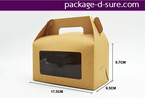 กล่องหูหิ้ว ไซส์ใหญ่ เจาะหน้าต่างสี่เหลี่ยมใส 17.5x9.5x9.7 กระดาษคราฟ