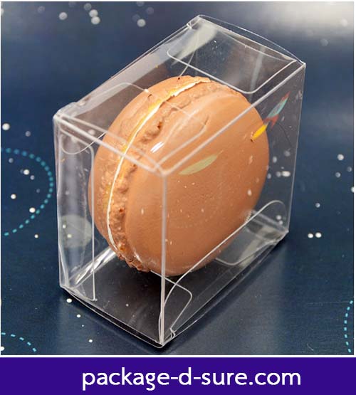 กล่องมาการองใส่ 1 ชิ้น 4.8x4.8+2.3 พลาสติกใส แพค 5 ใบ