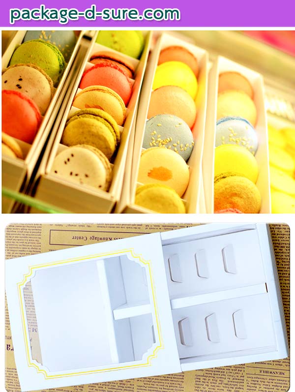 โปรโมชั่น//กล่องมาการองใส่ 10 ชิ้น 12.7x15.7x4.8 พลาสติกใสด้านบน สีขาวไม่มัน