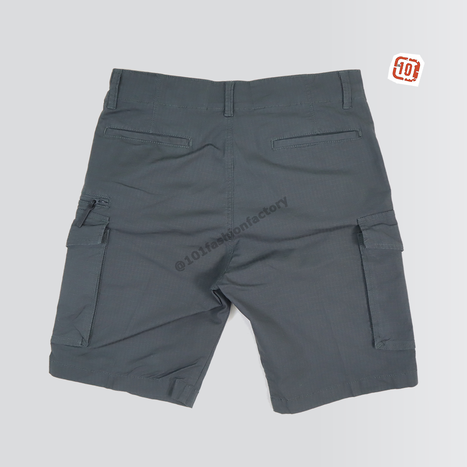 กางเกงคาร์โก้ชาย No.687/17 ขาสั้นวินเทจ ผ้ายืดทนทานสูง สีเทา | US101