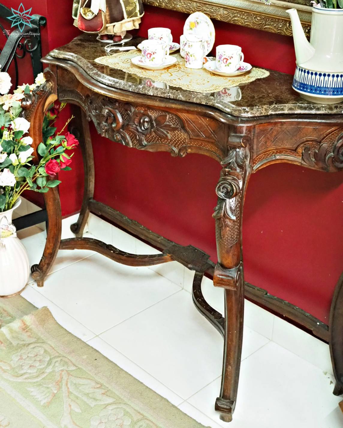 Console ไม้โอ๊ค ทํอปหินอ่อน