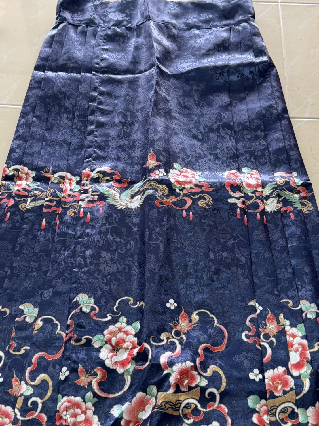 กระโปรงหม่าเมี่ยนยาว สีน้ำเงิน รหัส514