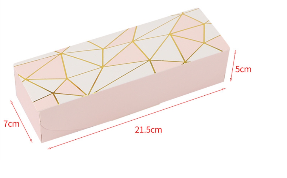 โปรโมชั่น// กล่องทรงยาว ลายโมเสด ขอบทอง เปิดบน 7x21.5+5 สีชมพู ขาว