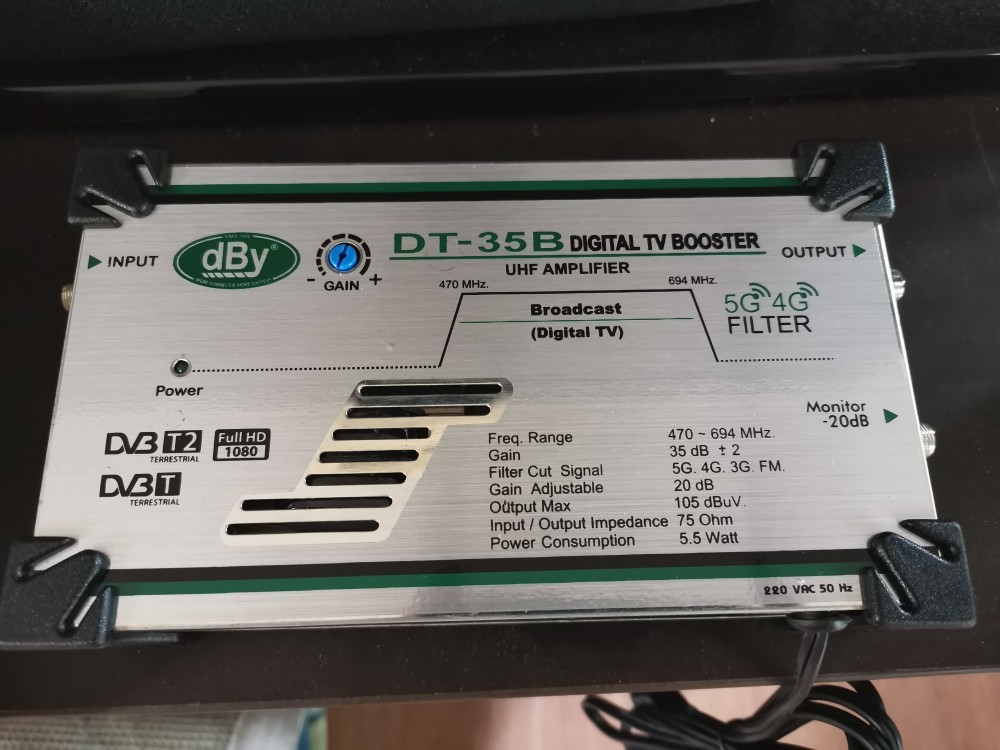 dBy-DT35B Digital Booster 30 dB 5G ขยายสัญญาณดิจิตอลทีวีในตึกในบ้าน