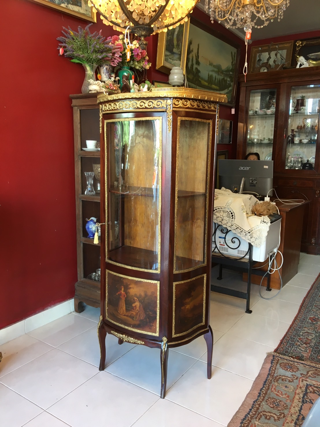 ตู้โชว์ Antique French Vernis Martin Cabinet ORIGINAL
