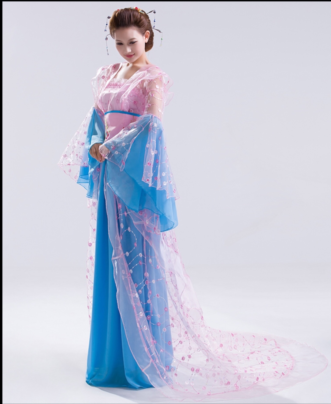 ชุดองค์หญิงราชวงค์ถังสีฟ้ารหัส VJ 148 สินค้าพร้อมส่ง