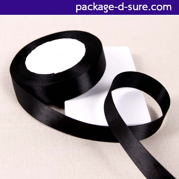 ริบบิ้นผ้า หน้ากว้าง 2 cm ยาว 22 m สีดำเข้ม