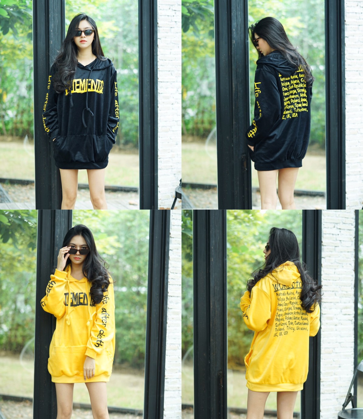 เดรสกันหนาวแขนยาวมีฮู้ด สกีน Vetements สำเนา