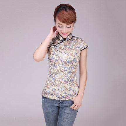 เสื้อจีน แขนสั้นสีเหลืองทอง H89