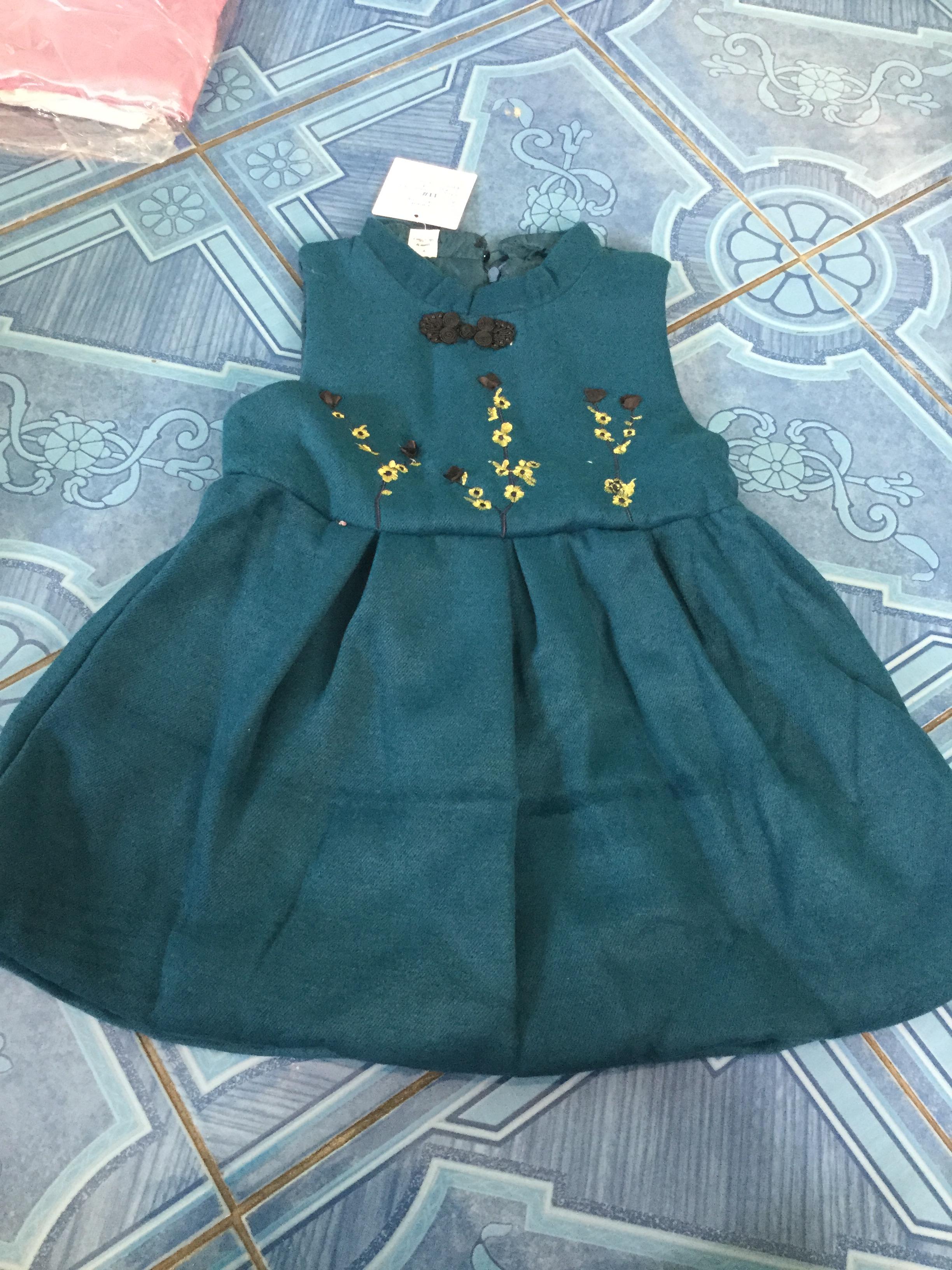 ชุดจีนเด็ก สีเขียว แขนกุดทรงบอลลูน รหัส BL 45 สินค้าพร้อมส่ง