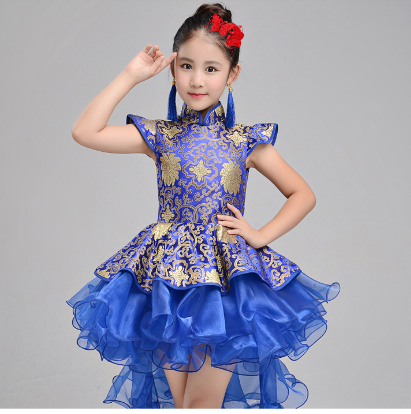 ชุดเจ้าหญิง สีน้ำเงิน. รหัส FOU 94 สินค้าพร้อมส่ง