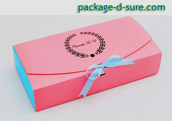 กล่องสี่เหลี่ยมผืนผ้า เปิดบน ไซส์ใหญ่ 11.4x23x5 สีชมพูฟ้า