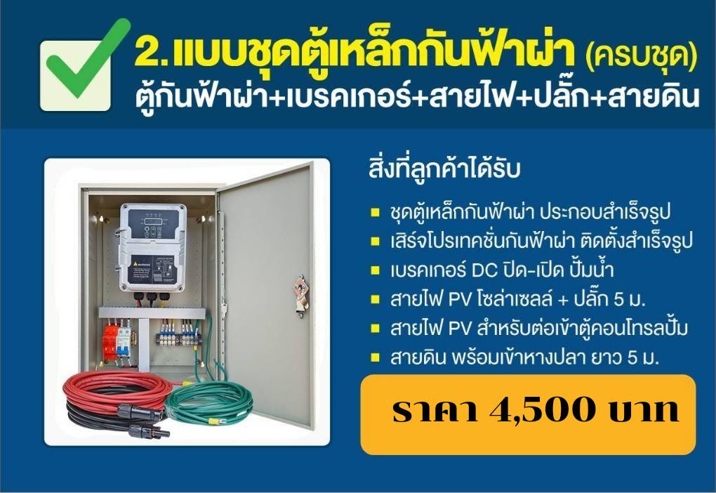 ชุดตู้เหล็กกันฟ้าผ่า (ครบชุด) ตู้กันฟ้าผ่า+เบรคเกอร์+สายไฟ+ปลั๊ก+สายดิน