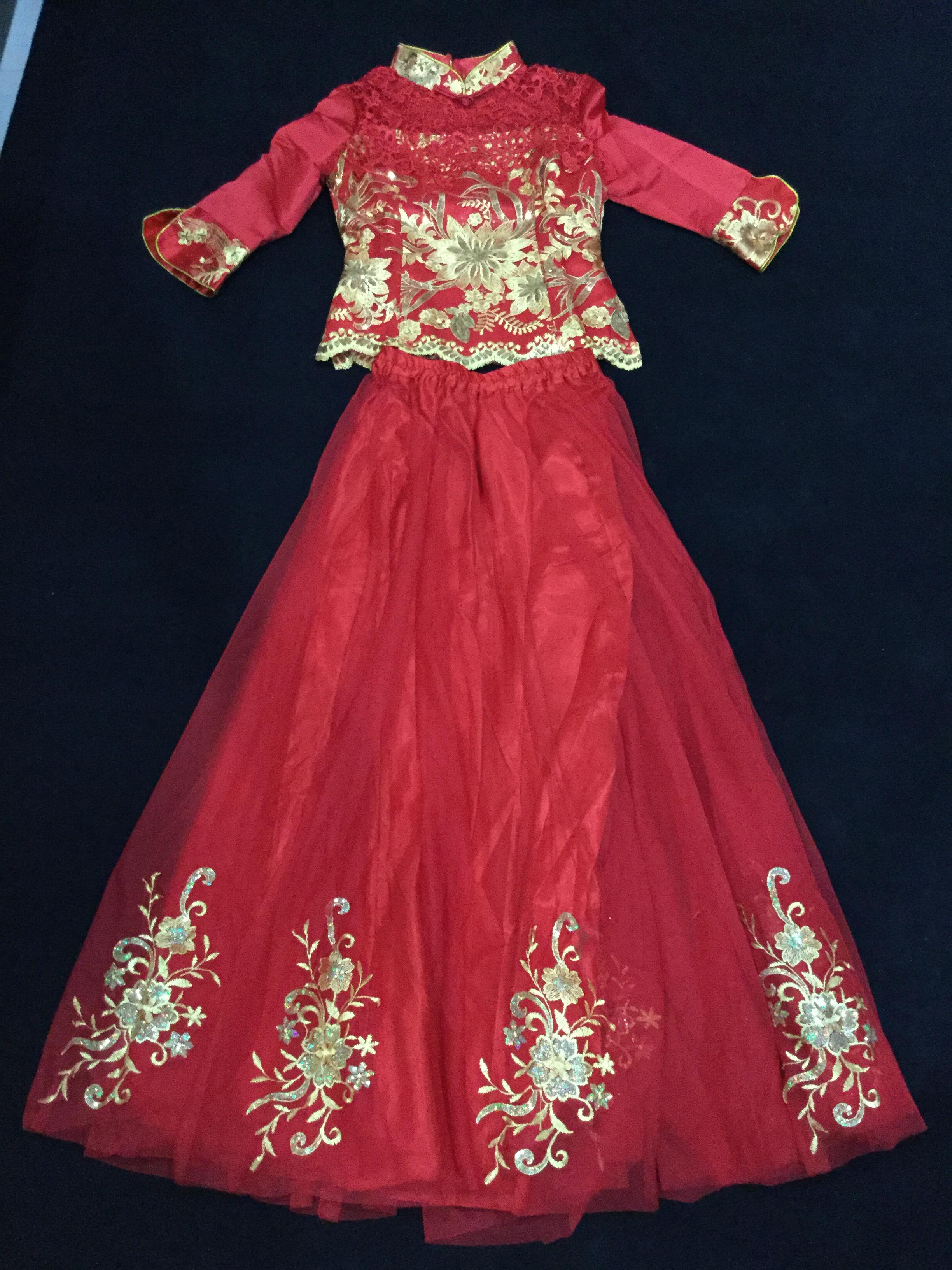 ชุดเจ้าสาวสีแดง รหัส WED#2# 159 สินค้าพร้อมส่ง