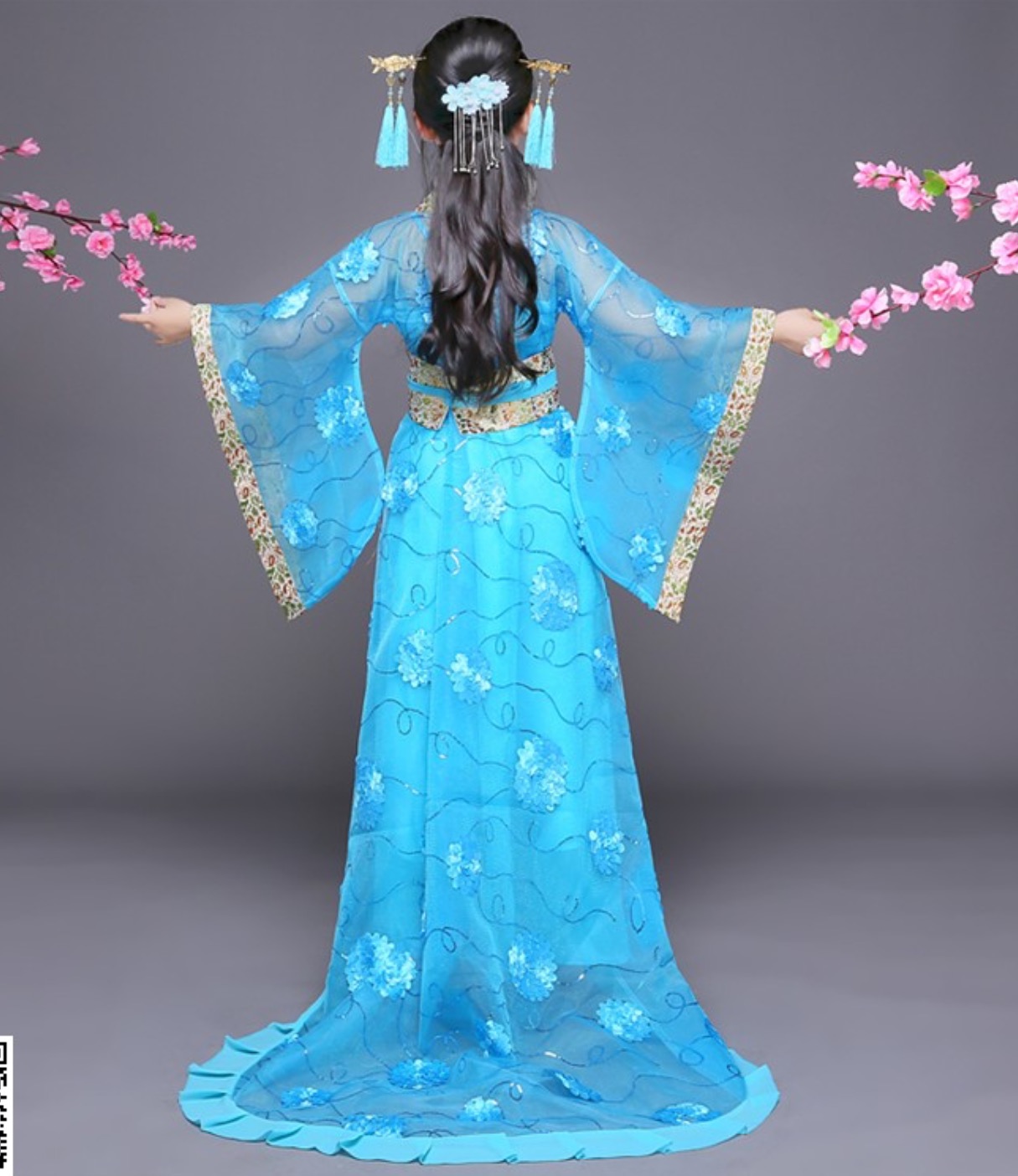 ชุดเด็กหญิงราชวงค์ถัง สีฟ้า. รหัส BP 90 สินค้าพร้อมส่ง