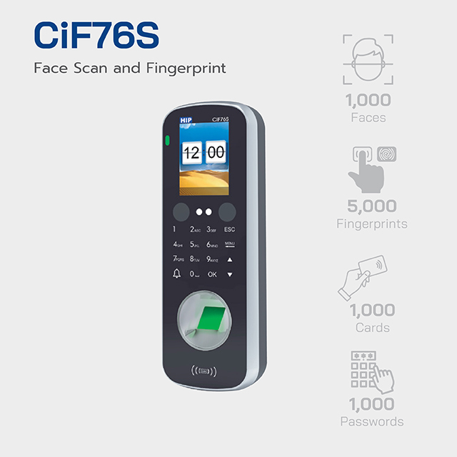 HIP Face Scan and Fingerprint Access Control แสกนหน้า แสกนนิ้ว รุ่น CiF76S