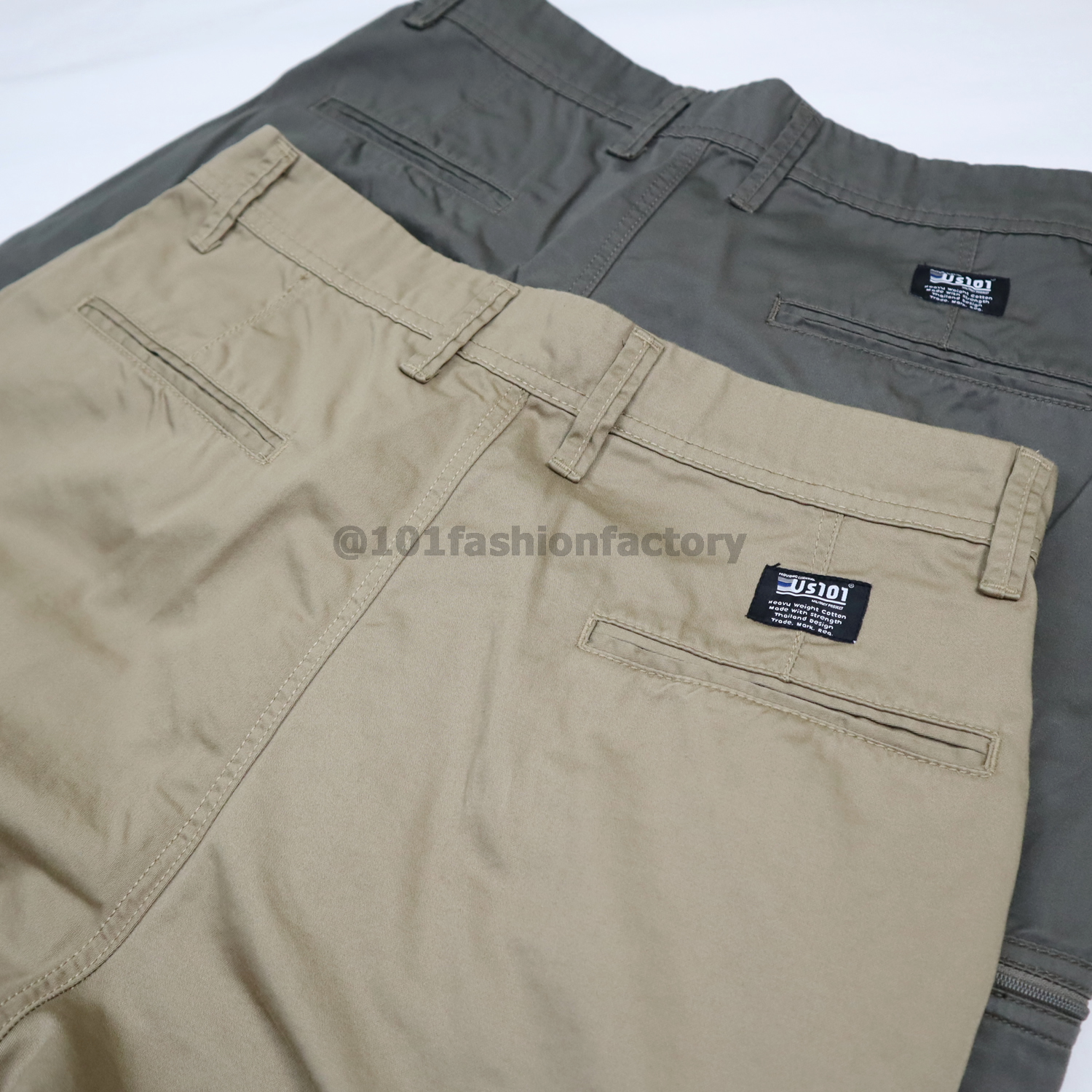 กางเกงคาร์โก้กระเป๋าข้าง NO.707/9 ขาตรงทรงหลวมกระบอกธรรมดา สีกรม | 101FashionFactory