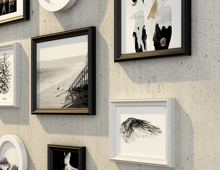 ชุดกรอบรูปติดผนัง Vertical set 11 (Black&White-Nordic) กรอบรูปไม้ 9 ชิ้นพร้อมภาพตามแบบ + รูปแคนวาส 2 ชิ้นและวัสดุติดตั้ง
