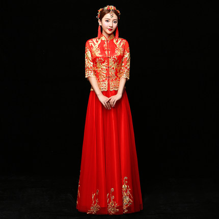 ชุดเจ้าสาวสีแดง รหัส WED#2# 159 สินค้าพร้อมส่ง