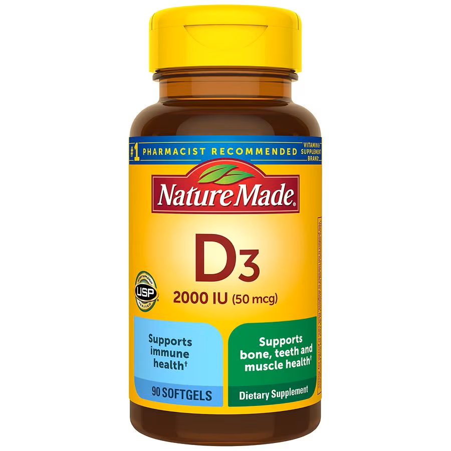 Nature Made Vitamin D3 2000 IU (50 mcg) 90 Softgels หมดอายุ 11/2027