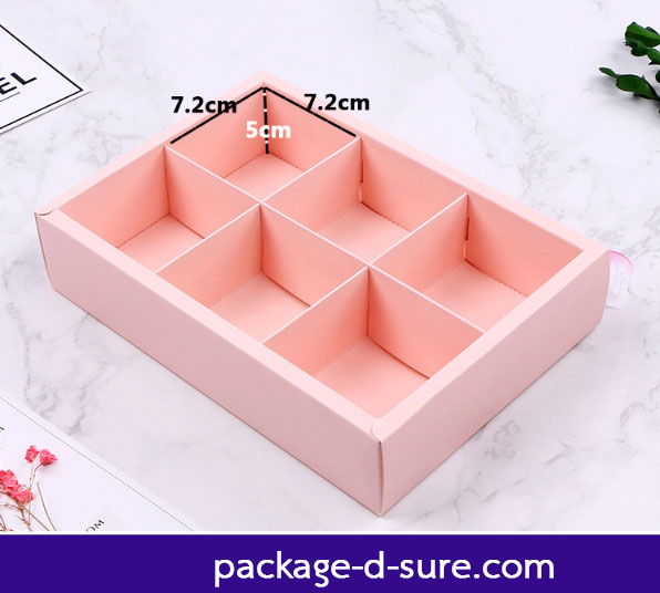 โปรโมชั่น//กล่องเปี๊ยะ 6 ช่อง สีชมพู ฝาสวมพลาสติกขุ่น