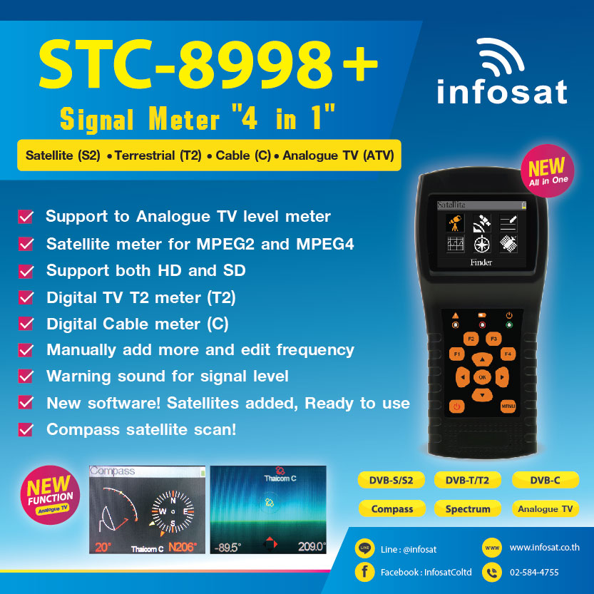 เครื่องวัดสัญญาณดาวเทียม INFOSAT รุ่น METER STC- 8998 วัดสัญญาณ & สเปคตรัม Analogue TV