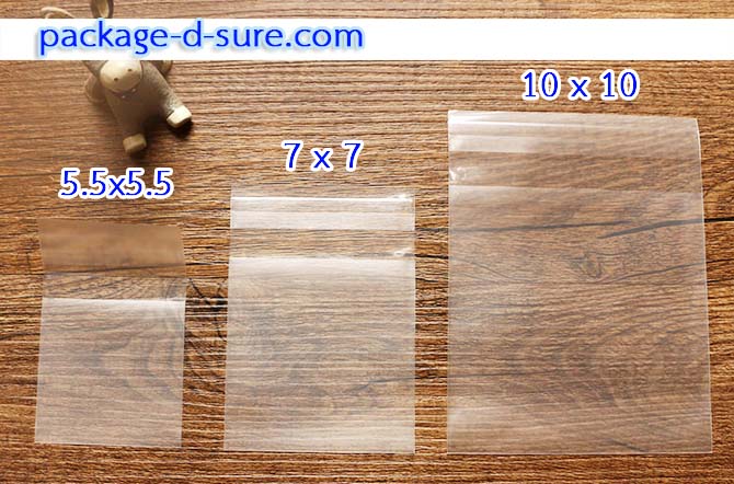 ล้างสต็อก//ถุงคุกกี้แถบกาว 5.5x5.5 เนื้อกึ่งขุ่น ไม่มีลาย แพ็ค 100 ใบ