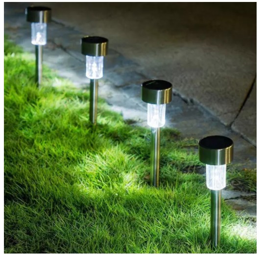 ไฟปักสนาม พลังงานแสงอาทิตย์โซล่าเซลล์ สว่างทั้งคืนแสงขาว รุ่น ME1008B (1กล่องมี5ชุดไฟ **สินค้าขายยกกล่อง)