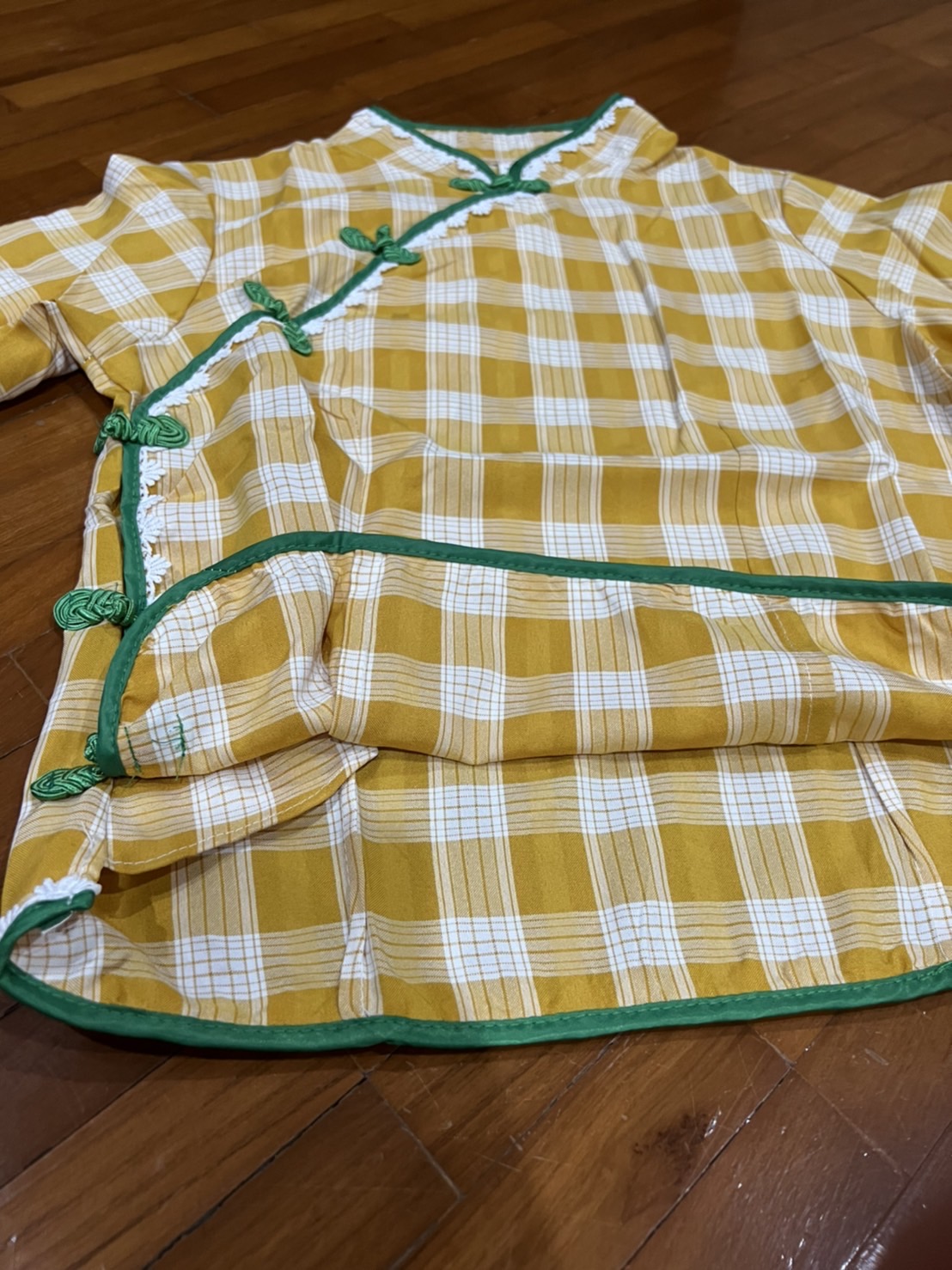 ผ้า cotton ลายตารางสีเหลืองเขียว ใส่สบาย ไม่ร้อน