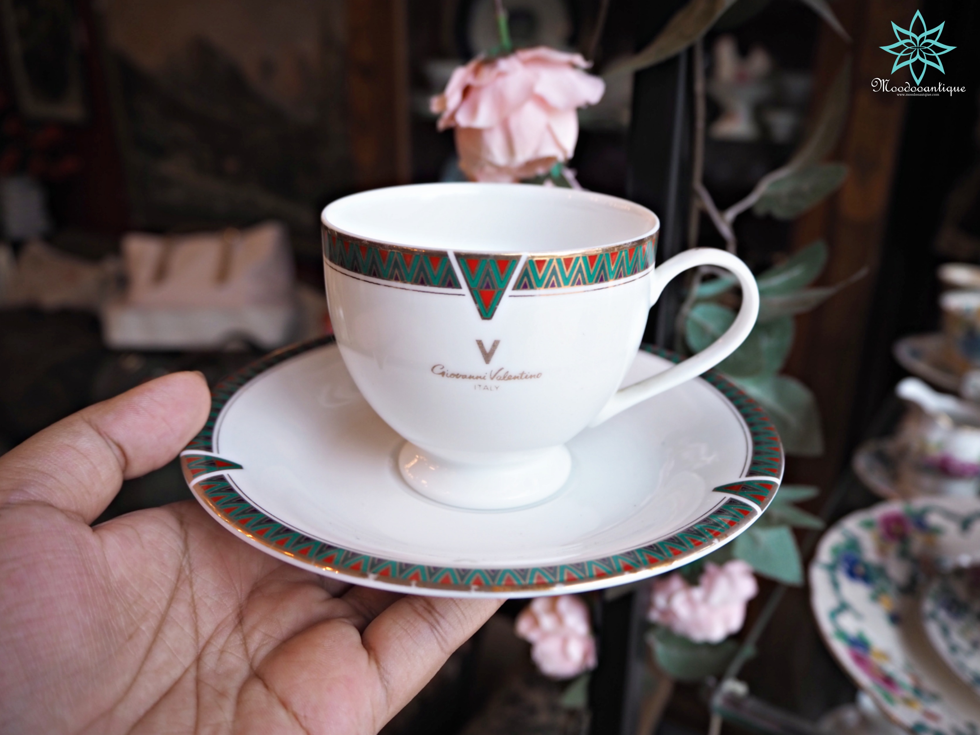 Giovanni valentino cup and saucer MOMOYAMA ITALY ถ้วยชาและจานรอง