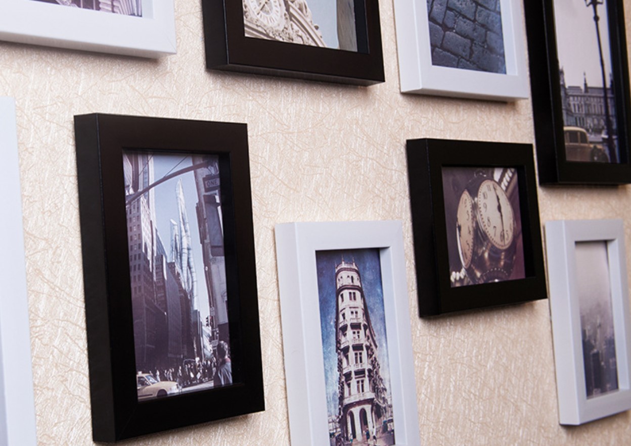 ชุดกรอบรูปติดผนัง สีขาวดำ 28 ชิ้น กรอบรูปตกแต่งบ้าน มีภาพตามแบบให้พร้อมวัสดุติดตั้ง Gallery Wall Frames set Black&White28