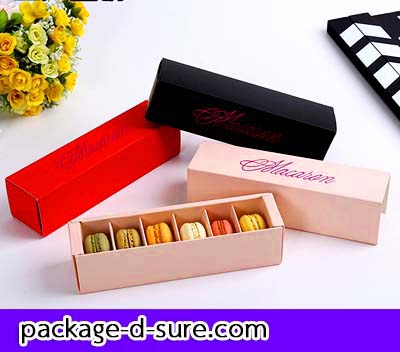 โปรโมชั่น//กล่องมาการอง 6 ชิ้น 5.4x20.5x5.3 สีโอรส ลายเซ็นต์ macaron