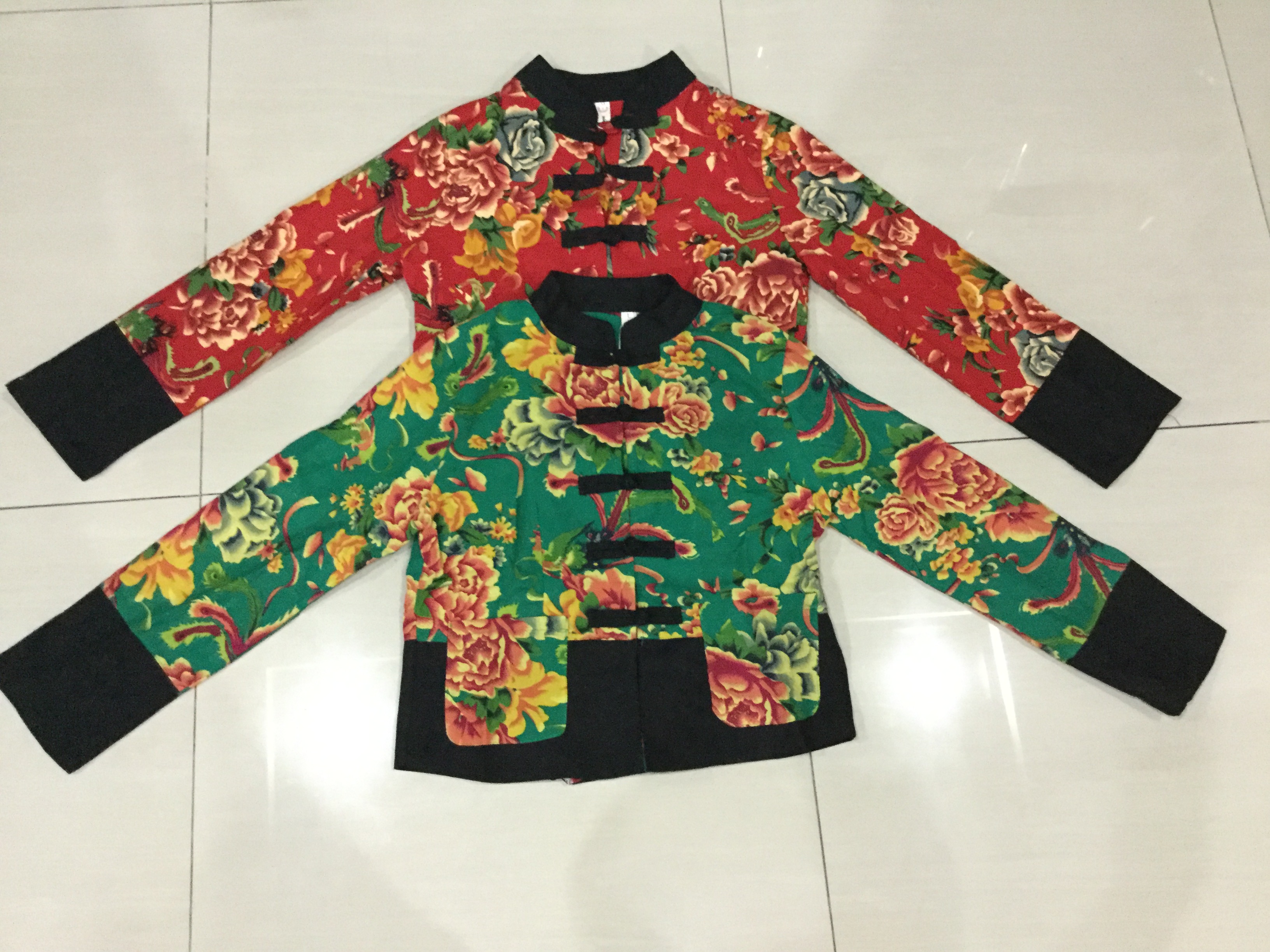 เสื้อผ้าฝ้ายแขนยาว สีเขียวpeony รหัส GR 53 สินค้าพร้อมส่ง