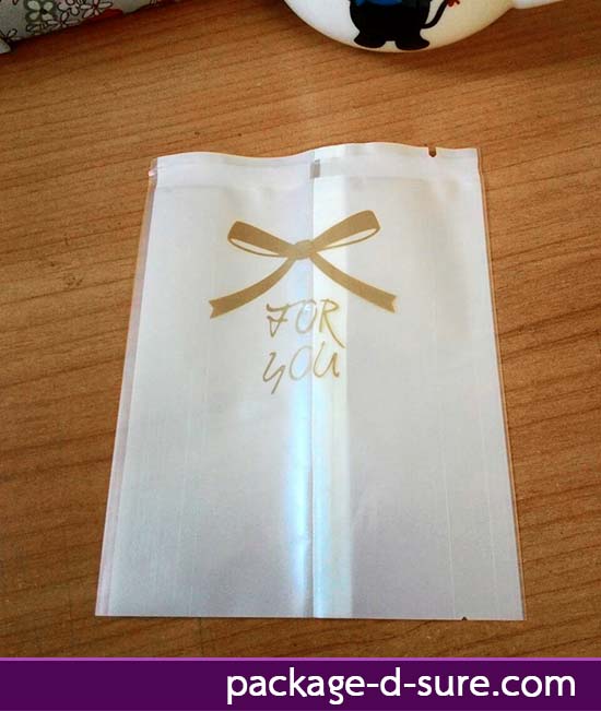 โปรโมชั่น//ถุงซีลกลาง ขอบเรียบ 8.5x11 เนื้อขุ่น โบว์น้ำตาล แพ็ค 100 ใบ