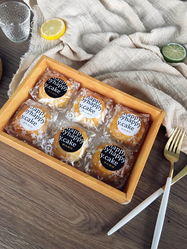 ล้างสต็อก//ถุงคุกกี้ แถบกาว 7x7 หน้าหลังใส ลายเกล็ดหิมะขาว แพ็ค 100 ใบ