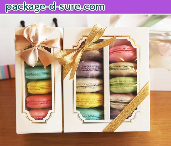 โปรโมชั่น//กล่องมาการองใส่ 10 ชิ้น 12.7x15.7x4.8 พลาสติกใสด้านบน สีขาวไม่มัน