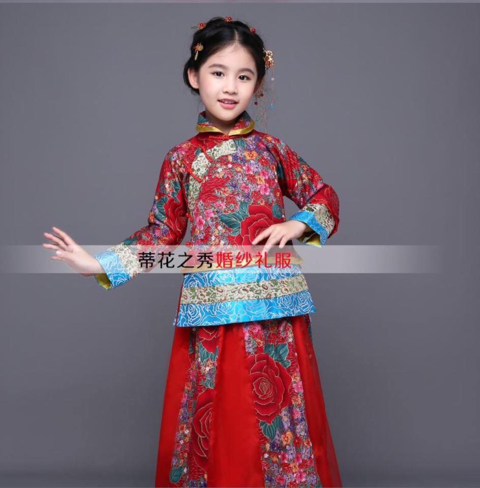 ชุดจีนเด็กสีแดง . รหัส TA 100