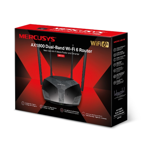 Routers / MR70X เราเตอร์ WiFi 6 Dual-Band AX1800 แบรนด์ MERCUSYS