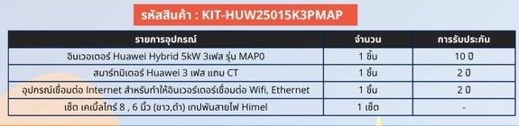 เซ็ต อินเวอร์เตอร์ 5kW 3 เฟส รุ่น MAPO KIT-HUW25015K3PMAP