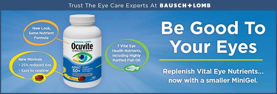 Ocuvite Adult 50+ 150 softgels จาก Bausch + Lomb วิตามินบำรุงตาสำหรับผู้ใหญ่อายุ 50 ปีขึ้นไป หมดอายุ 05/2026