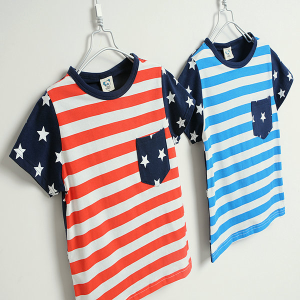 เสื้อยืดแขนสั้นเด็ก สีฟ้า Size 90,120,130