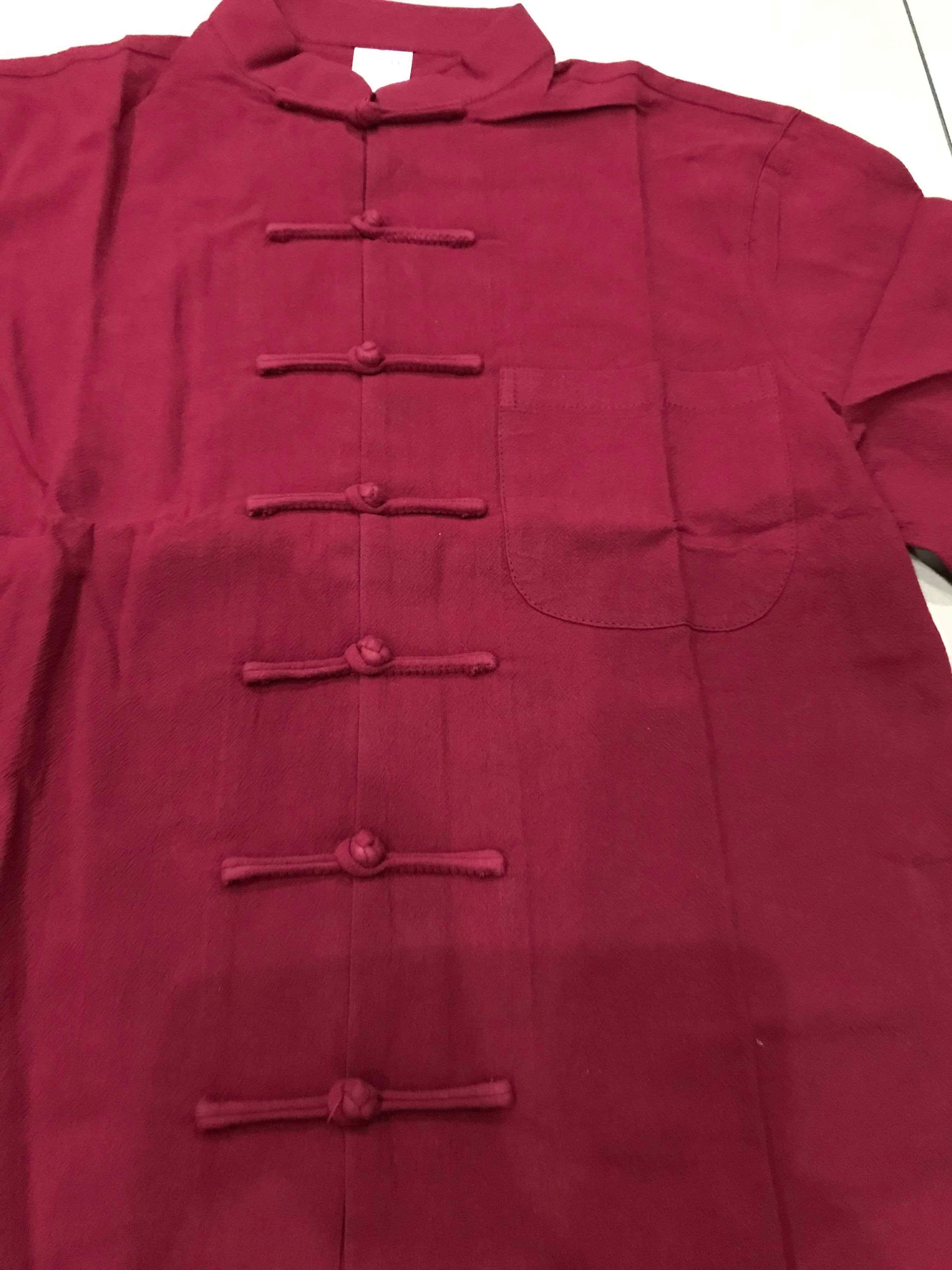 เสื้อจีนผ้าฝ้ายแขนยาวสีแดง รหัส YH 105