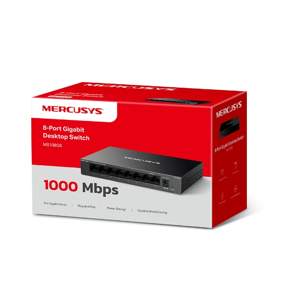 MS108GS 8-Port Gigabit Desktop Switch แบรนด์ MERCUSYS รับประกันสินค้า 3 ปี