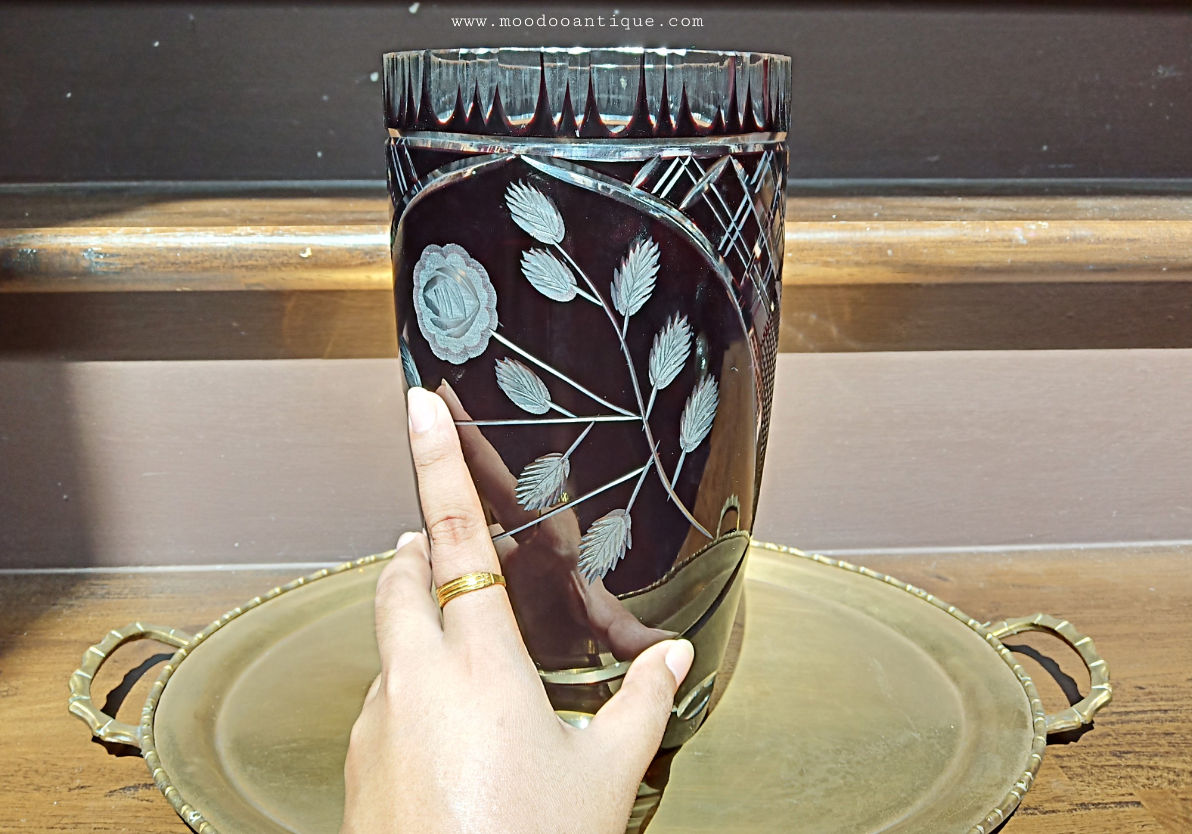 Black Bohemian handcut vase