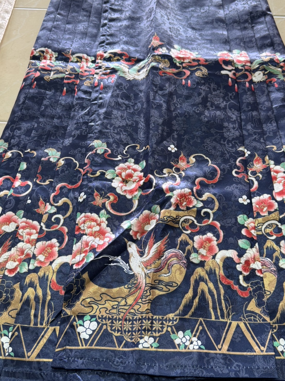 กระโปรงหม่าเมี่ยนยาว สีน้ำเงิน รหัส514