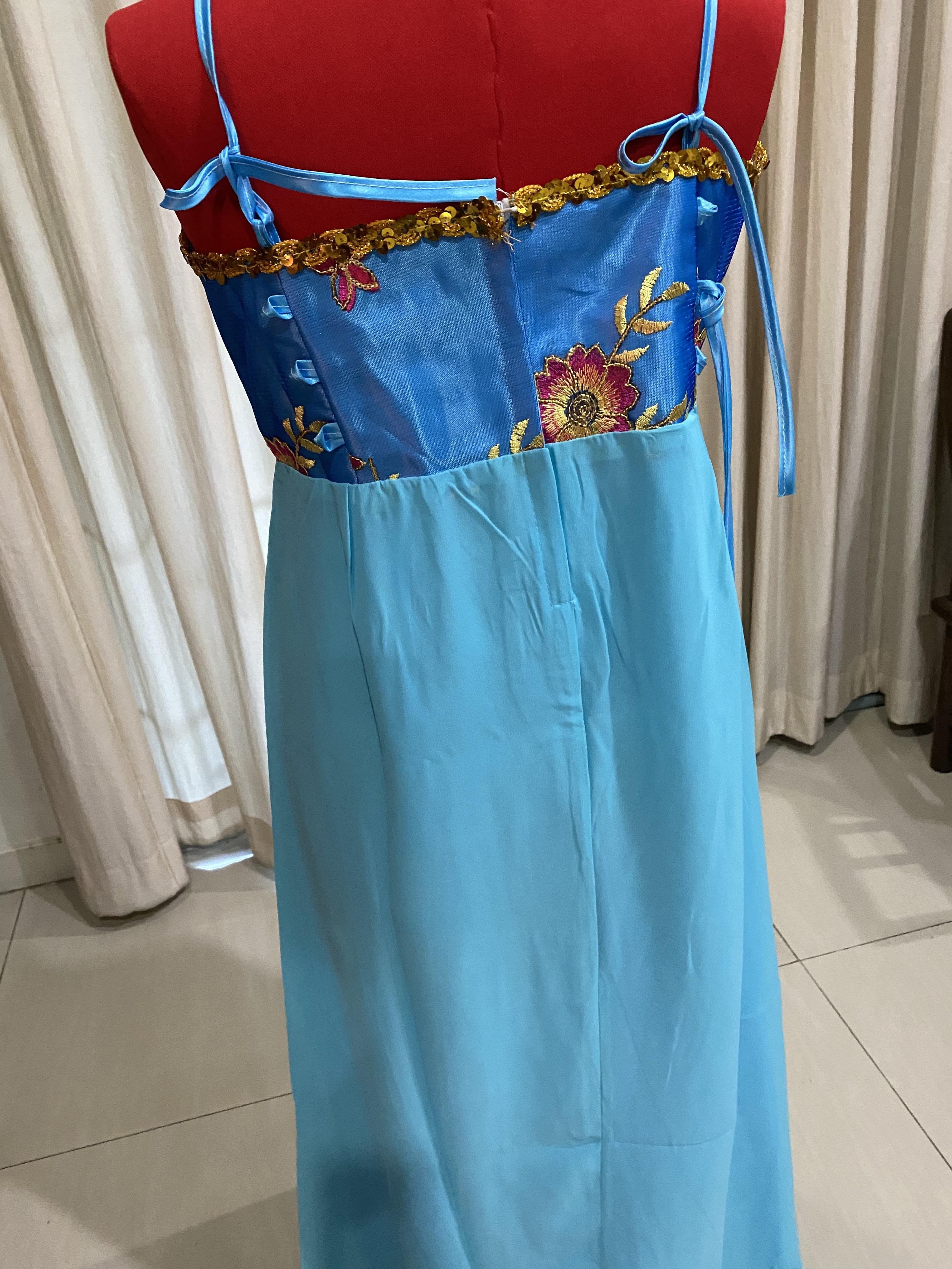 ชุดราชินีถัง สีฟ้า รหัส RPN 274 สินค้าพร้อมส่ง