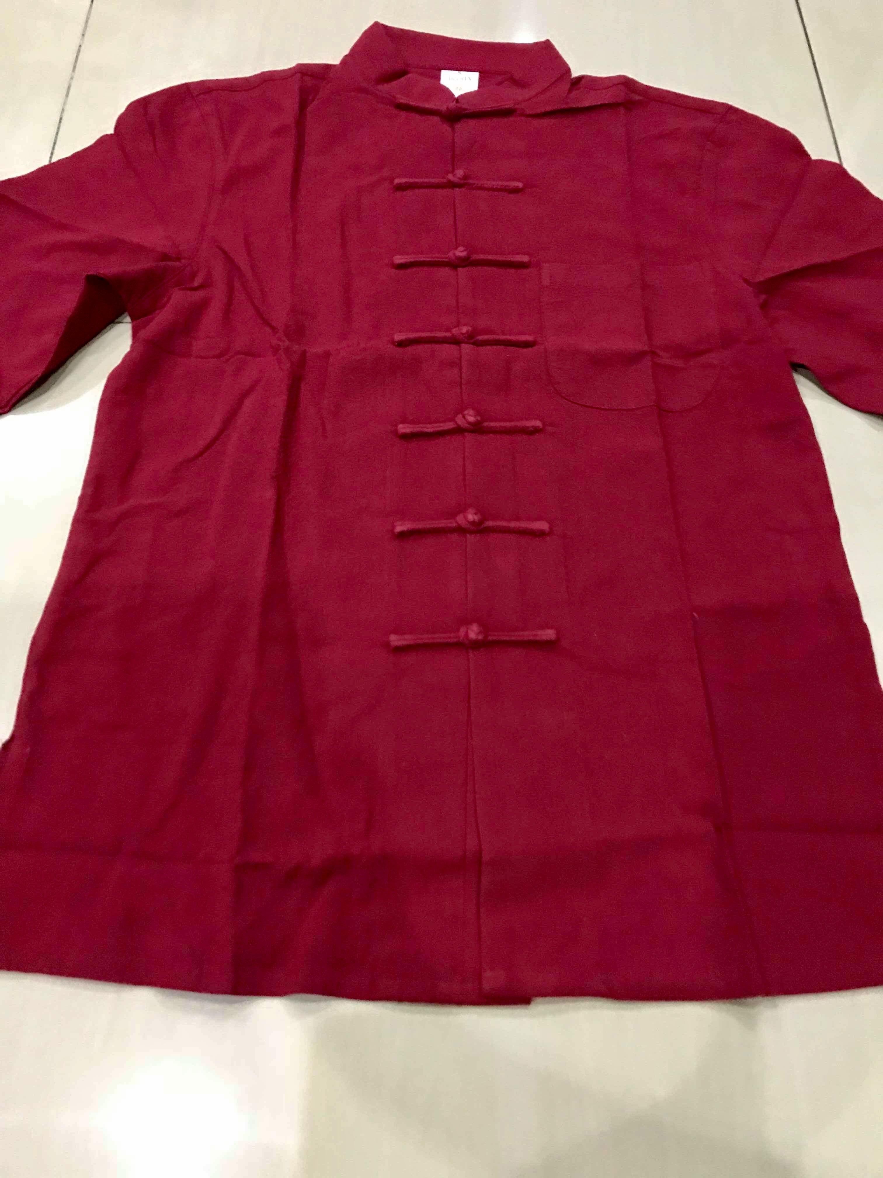 เสื้อจีนผ้าฝ้ายแขนยาวสีแดง รหัส YH 105