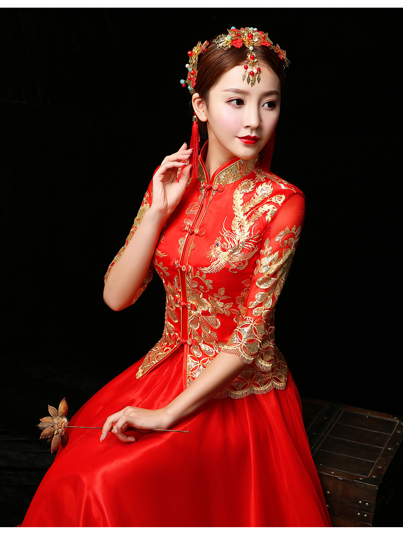 ชุดเจ้าสาวสีแดง รหัส WED#2# 159 สินค้าพร้อมส่ง